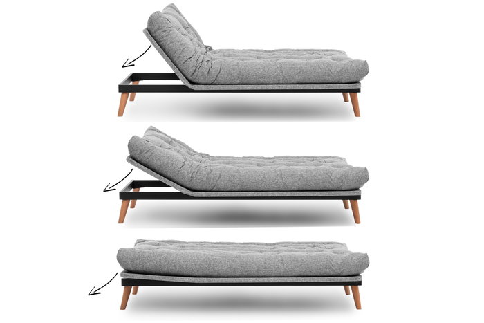 Atelier Del Sofa Saki - Sofá cama de 3 plazas, Gris claro